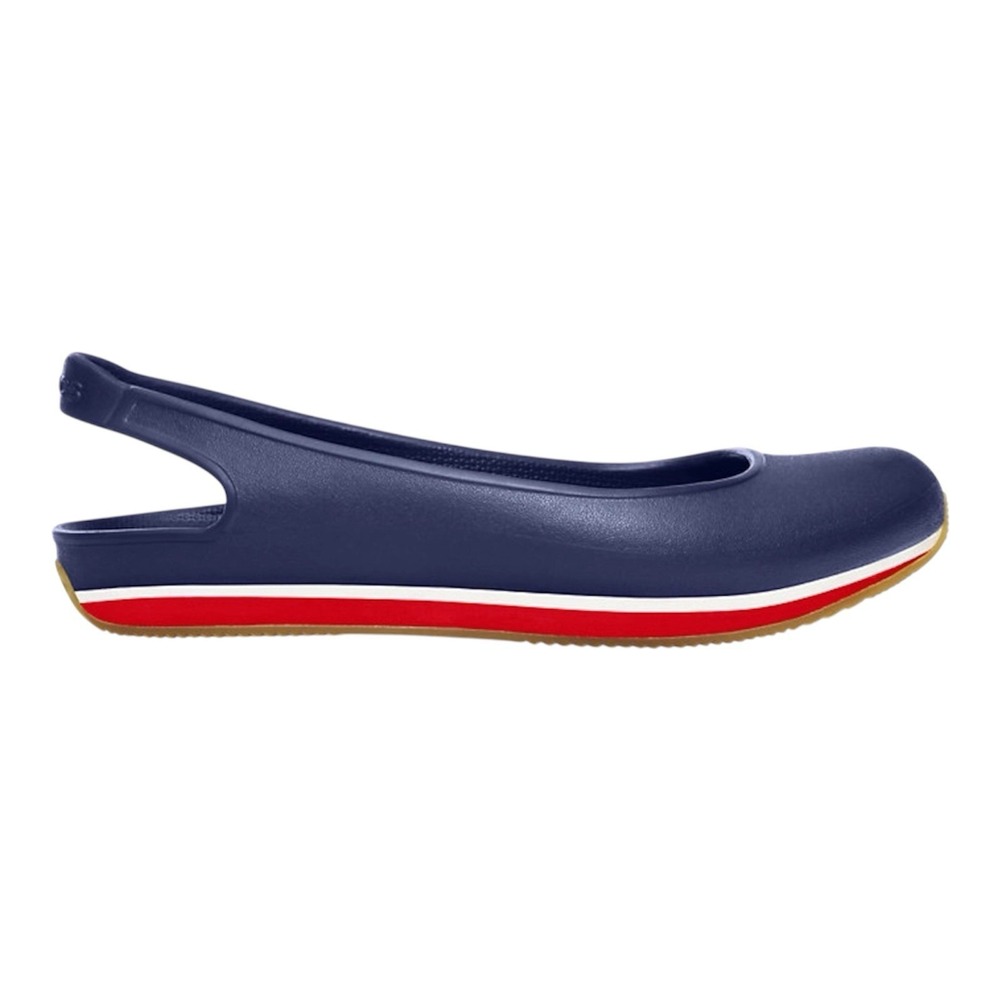Crocs Crocband Slingback Navy Blue Red Stripe Ballet Flats Womens 7 11977-410